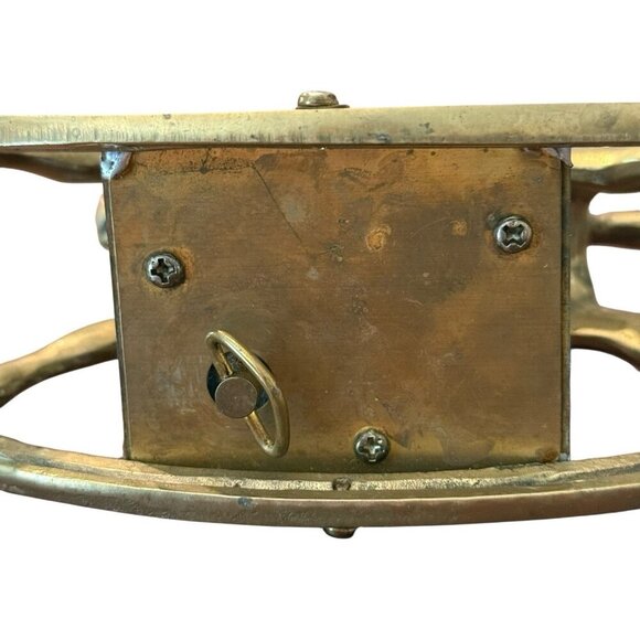 VINTAGE SOLID BRASS ROCKING HORSE W/ MUSIC BOX Plays Jingle Bells Holiday Kids - Picture 5 of 5